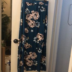 Blue floral skirt.